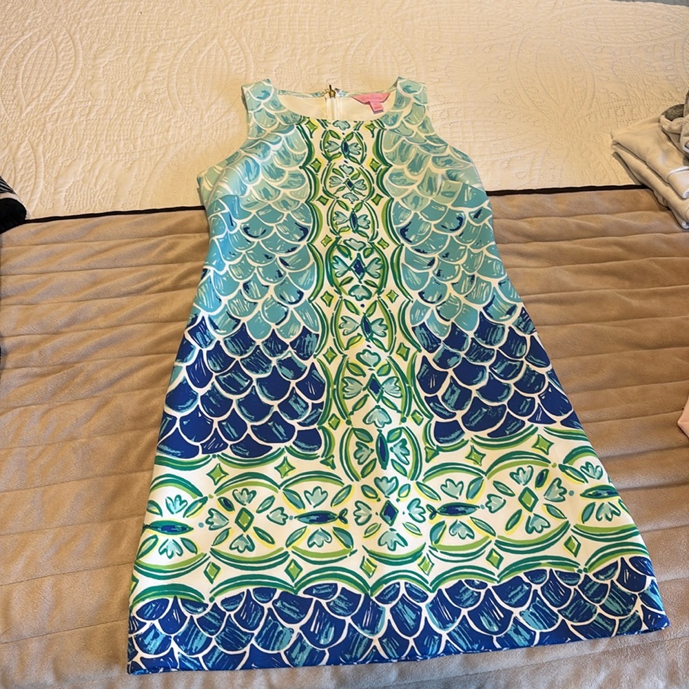 Lilly Pulitzer Scale Back Engineered Scuba Perla Shift Dress Size XS